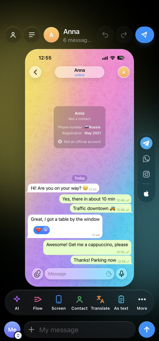 Replika right in Telegram